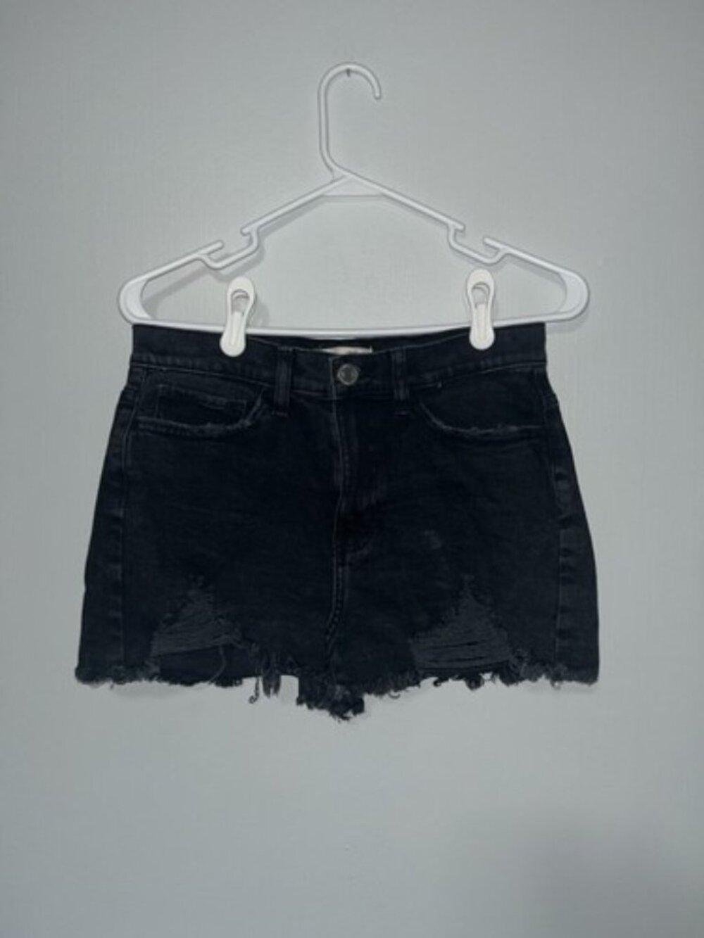 So Jean Shorts Mom Short High Rise Black Stretch Distressed Sz. 7/28W - 0018